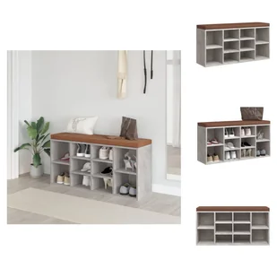 vidaXL Ławka na buty betonowa szara 103x30x48 cm Materiał drewnopochodny - Ławki do skrzyni i przedpokoju - Szafki na buty - miniaturka - grafika 1