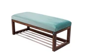 Ławki do przedpokoju - Ławka na buty LPG-4 125cm EMRAWOOD drewno lite kolor orzech siedzisko gładkie kolor miętowy - miniaturka - grafika 1