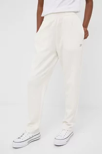 Spodnie damskie - Fila spodnie dresowe damskie kolor beżowy gładkie - grafika 1