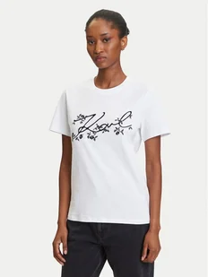KARL LAGERFELD T-Shirt A3W17018 Biały Regular Fit - Koszulki i topy damskie - miniaturka - grafika 1