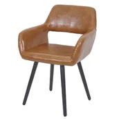 Krzesła - Krzesło do jadalni HWC-A50 II, krzesło kuchenne, design retro 50s ~ imitacja skóry , imitacja zamszu, ciemne nogi - miniaturka - grafika 1