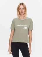Koszulki i topy damskie - New Balance T-Shirt Stacked WT03805 Zielony Relaxed Fit - miniaturka - grafika 1