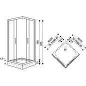Kabiny prysznicowe - Kabina prysznicowa z brodzikiem Soho SQ 80 kwadratowa szkło ryflowane 6 mm KERRA - miniaturka - grafika 1