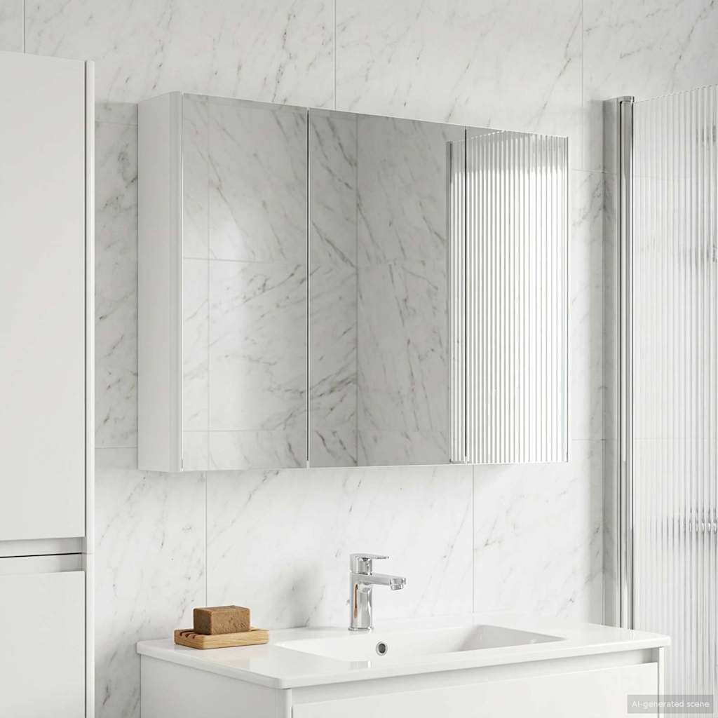 vidaXL vidaXL Szafka z lustrem do łazienki Biały 103,5 x 15,5 x 70 cm