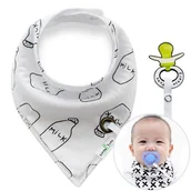 Śliniaki i fartuszki - Chusta / śliniak z zawieszką na smoczek- biała MILK - miniaturka - grafika 1