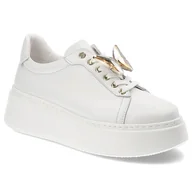 Sneakersy damskie - Białe Sneakersy Karino Modne Obuwie Damskie Z Motylem - miniaturka - grafika 1