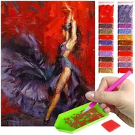 Malowanie po numerach - Haft Diamentowy ARTULIO, Obraz DIY 5D, Diamond Painting, Mozaika diamentowa 30x40cm (Zmysłowa tancerka w czerwieni) + zestaw akcesoriów - miniaturka - grafika 1