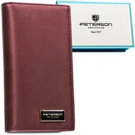 Portfele - PETERSON Fioletowy duży pionowy portfel damski ze skóry naturalnej i ekologicznej suwak i zatrzask magnetyczny rozbudowany na karty gotówkę portfel .. - miniaturka - grafika 1