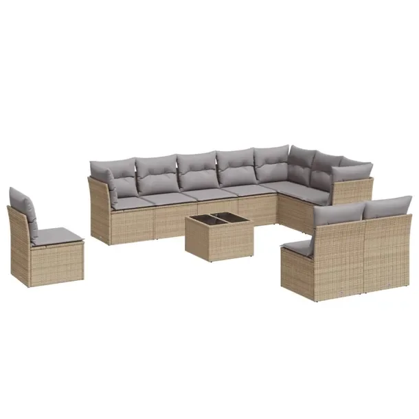 Zestaw mebli ogrodowych modułowych beżowy rattan PE, wymiary: 55x62x69 cm