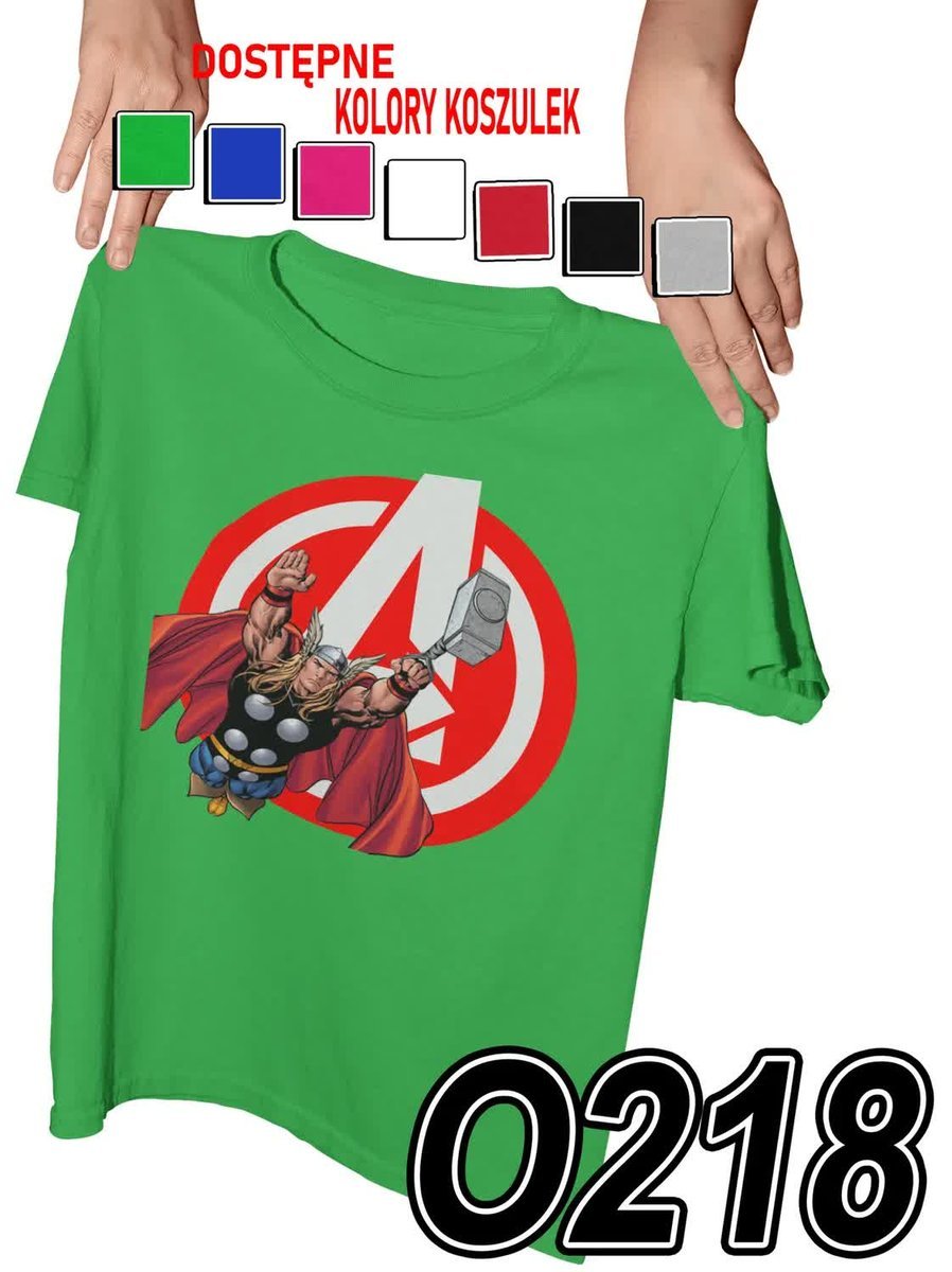 Koszulka Dziecięca Z Nadrukiem Thor Młot Avengers Marvel - M 134-140
