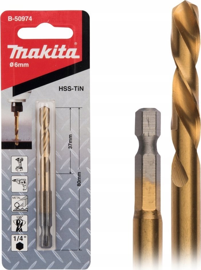 Makita Wiertło WIERTŁO DO METALU HSS-TIN 1/4