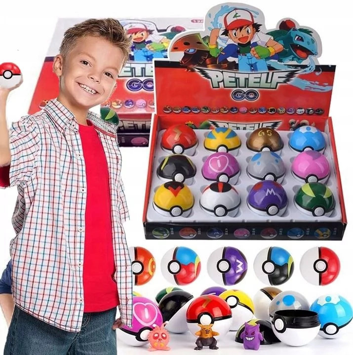 POKEMON 12 SZT POKEBALL + 12 SZT FIGUREK ZABAWKA POKEMONY FIGURKA ZESTAW KOLEKCJA