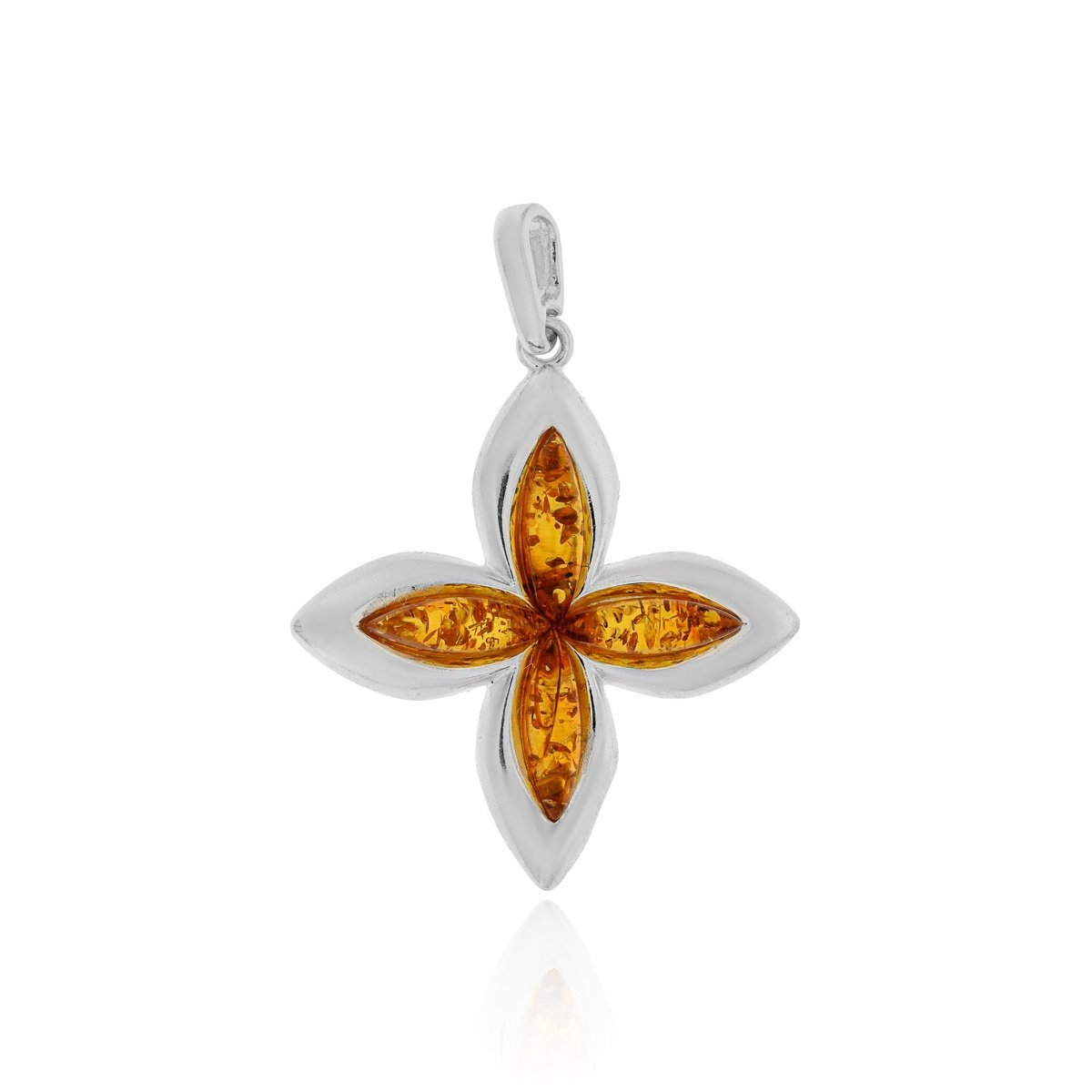 Srebrna zawieszka wisiorek z bursztynem Kwiatek pr. 925