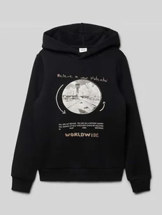 Bluza z kapturem o kroju regular fit z mieszanki bawełny - Swetry dla chłopców - miniaturka - grafika 1