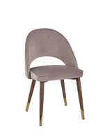 Krzesła - Krzesło Nama beżowe, welwetowe do jadalni na nóżkach ze złotymi wstawkami - miniaturka - grafika 1