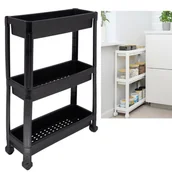 Szafy i regały magazynowe - Szafka mobilna regał łazienkowy kuchenny na kółkach czarna - miniaturka - grafika 1