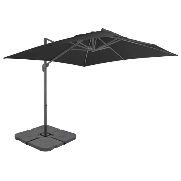 Parasol ogrodowy 3x3m, antracyt, aluminiowa rama, przenośna podstawa
