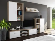 Meblościanki - Meblościanka Biała + Dąb Sonoma E9-W38 - miniaturka - grafika 1