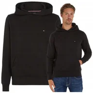 Bluzy męskie - Tommy Hilfiger Męska Czarna Bluza z kapturem Bawełna PREMIUM Ciepła r.XL - miniaturka - grafika 1