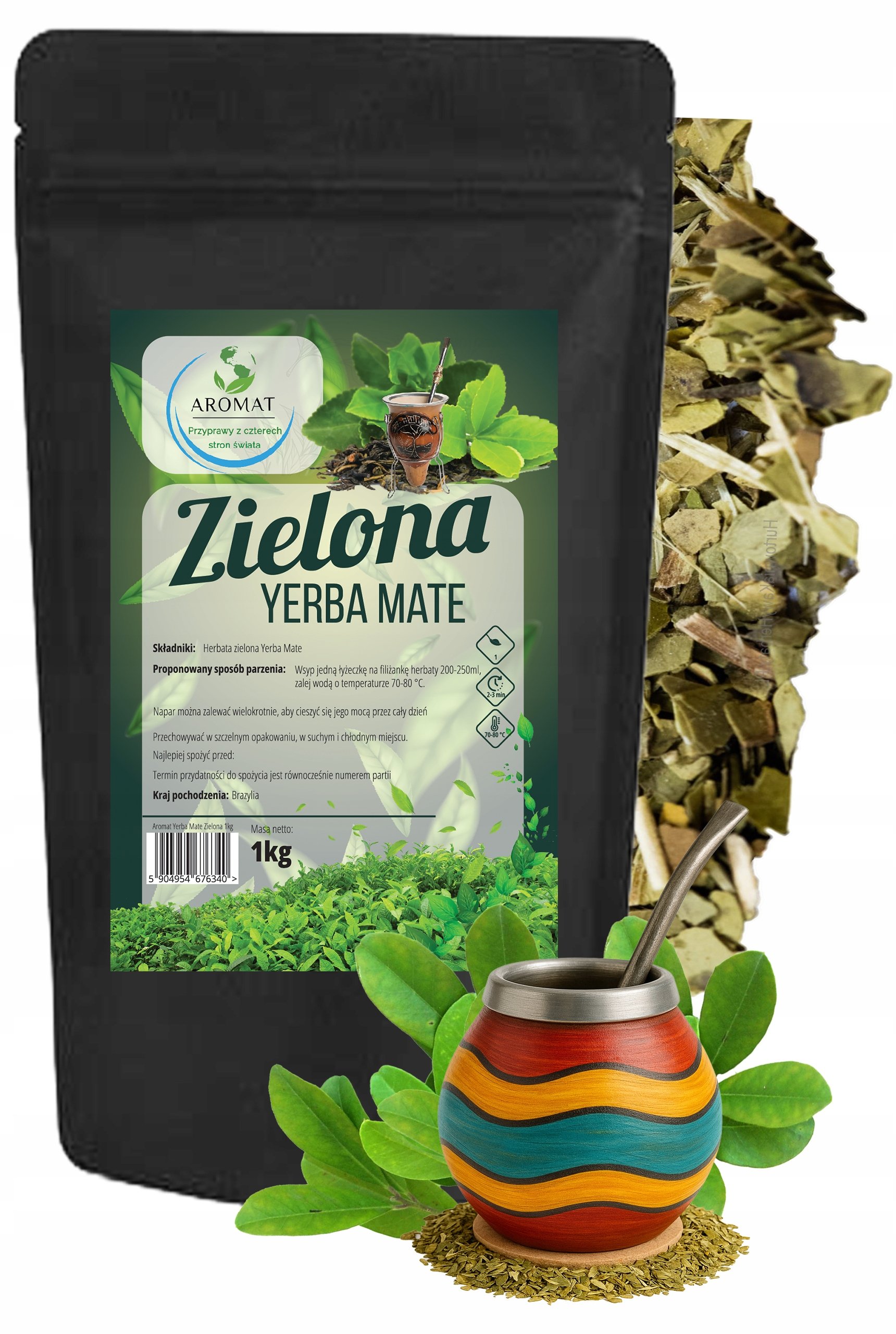 Yerba Mate Green Zielona 1KG Energia Guarana Zdrowa Jakość 1000G