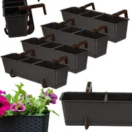 Donice - 4x Skrzynka balkonowa Ratolla z podstawką ISR700P Doniczka prostokątna + uchwyty - miniaturka - grafika 1