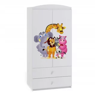 Szafy i szafki dla dzieci - Szafa dwudrzwiowa, do pokoju dziecka, babydreams, 90 cm, biel, zoo - grafika 1