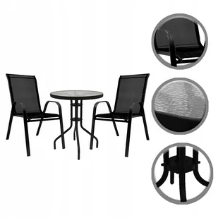 ZESTAW MEBLI OGRODOWYCH BALKON TARAS STÓŁ FI60 + 2x KRZESŁA BERGAMO 60 MI - Meble ogrodowe - miniaturka - grafika 1
