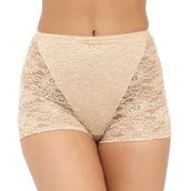 Komplety bielizny - Koronkowe szorty damskie z wysokim stanem 022 beżowe  M - miniaturka - grafika 1