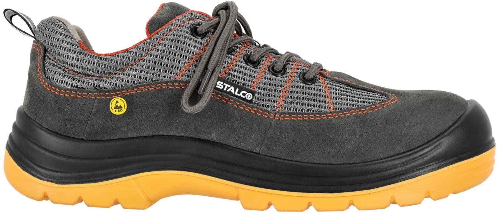 Stalco Półbut skóra zamsz podnosek wkładka metal Mesh siateczka oddychające odporne na olej napędowy podeszwa PU antypoślizgowe LIGHT S1P ESD 42