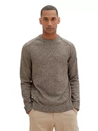 Swetry męskie - TOM TAILOR sweter męski, 34233 – Navy Brown Mouline, S - miniaturka - grafika 1
