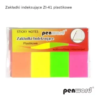 Zakładki indeksujące 20x50mm 4x40szt plastikowe - Penword - Zakładki do książek - miniaturka - grafika 1