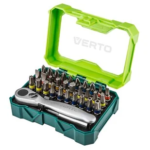 VERTO Zestaw bitów 32 sztuki, 25 mm - 4 x PH, 4 x PZ, 4 x SL, 4 x HEX, 7 x TX, 7 x TT + grzechotka do bitów - Akcesoria do elektronarzędzi - miniaturka - grafika 1