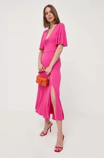 Patrizia Pepe sukienka kolor różowy midi rozkloszowana - Sukienki - miniaturka - grafika 1