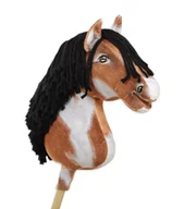 Maskotki i pluszaki - Hobby Horse Duży koń na kiju Premium - srokaty tobiano z czarną grzywą A3 - miniaturka - grafika 1