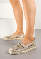 Espadryle damskie - Złote Ażurowe Espadryle Vices z Plecionym Sznurkiem Arivila - miniaturka - grafika 1