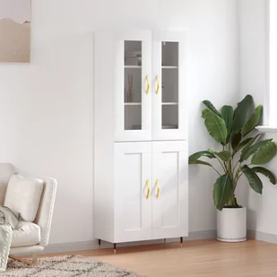 vidaXL Witrynka, biała, 69,5x34x180 cm, materiał drewnopochodny - Witryny - miniaturka - grafika 1