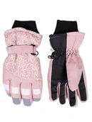 Rękawiczki dla dzieci - Rękawiczki narciarskie dziewczęce dziecięce pięciopalczaste różowe w serca 16 cm YOCLUB - YoClub - miniaturka - grafika 1