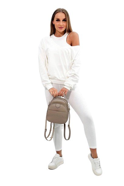 Komplet 3-częściowy bluza + top + legginsy ecru