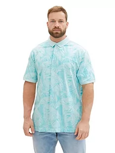 TOM TAILOR Męska koszulka polo 1038583 plussize 31801-Turquoise Tonal Leaf Design, 4XL, 31801 - Turquoise Tonal Leaf Design, 4XL - Koszulki męskie - miniaturka - grafika 1