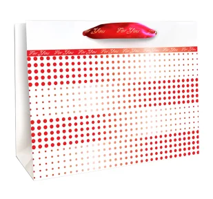 Metrex duża torebka prezentowa biała w czerwone kropki - Opakowania i torebki na prezenty - miniaturka - grafika 1