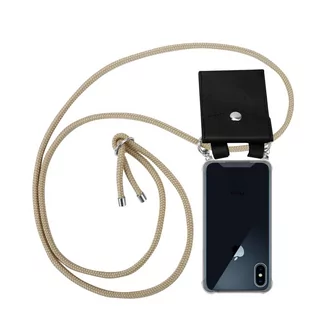 Pokrowiec z łańcuszkiem Do Apple iPhone X / XS w BŁYSZCZĄCY BRĄZOWY Etui Obudowa Case Cover Ochronny Cadorabo - Etui i futerały do telefonów - miniaturka - grafika 1