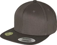 Czapki damskie - Yupoong Flexfit Unisex Snapback Cap z bawełny organicznej z prostym daszkiem, czapka baseballowa z bawełny organicznej, regulowany rozmiar, rozmiar uniwersalny, ciemnoszary, jeden rozmiar - miniaturka - grafika 1