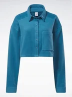 Bluzy damskie - REEBOK - BLUZA ROZPINANA NA GUZIKI - CL WDE FLEECE LAYER HS0389 niebieska - miniaturka - grafika 1