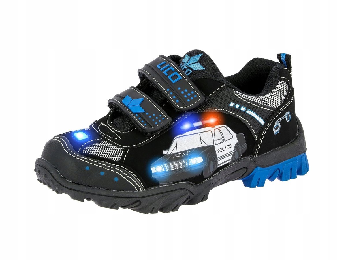 LICO SPORTOWE BUTY DZIECIĘCE Z POLICJĄ CZARNE ŚWIECĄCE 26 16LA