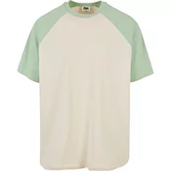 Koszulki męskie - Urban Classics Męski T-shirt z bawełny organicznej, oversized raglan, męska górna część dostępna w 2 kolorach, rozmiary XS - 5XL, biały piasek/zielony vintage, XXL - miniaturka - grafika 1