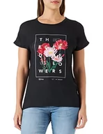 Koszulki i topy damskie - ONLY Women's ONLGINJA REG S/S Flower TOP Box JRS T-Shirt, czarny/nadruk: ogród, S - miniaturka - grafika 1