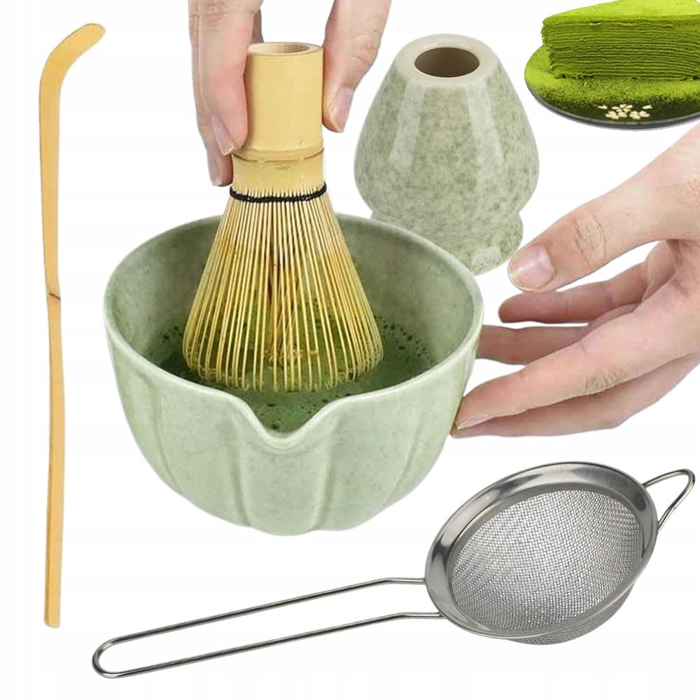 Matcha Zestaw Kompletny Do Przygotowania Herbaty Miska Chasen Sitko