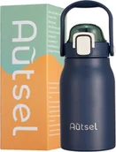 Shakery i bidony sportowe - Autsel 1L Butelka na Wodę ze Stali Nierdzewnej z Uchwytem i Słomką - miniaturka - grafika 1