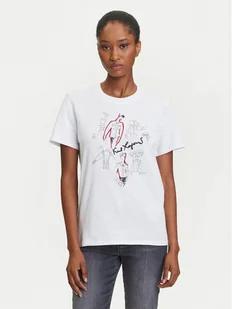 KARL LAGERFELD T-Shirt A3W17099 Biały Regular Fit - Koszulki i topy damskie - miniaturka - grafika 1