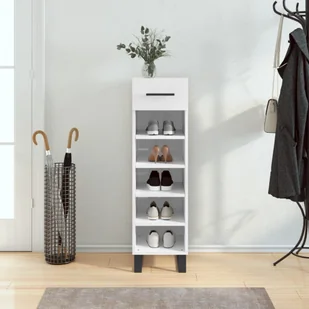 Biała szafka na buty o wysokim połysku 30x35x105 cm materiał drewnopochodny - Szafki na buty - miniaturka - grafika 1